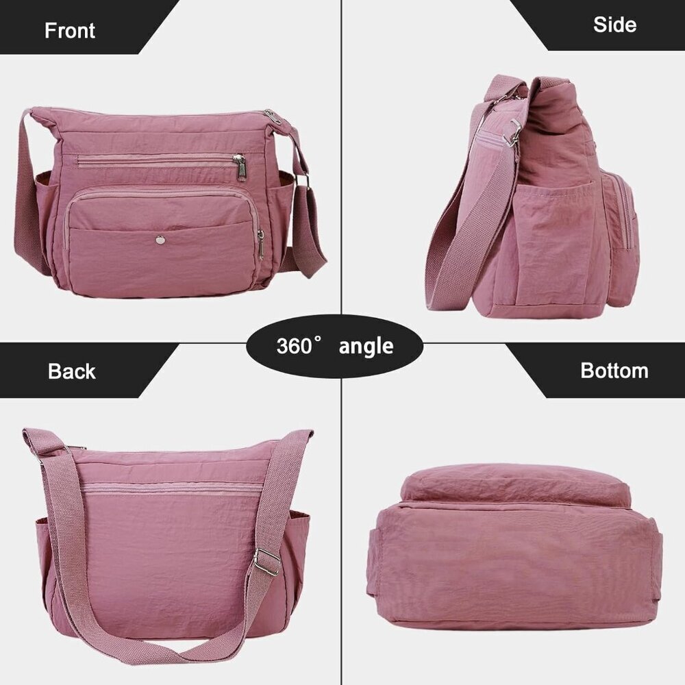 Nylon Crossbody Bag Set Waterproof Lightweight Multiple Pockets Daily Travel - Picture 5 of 6